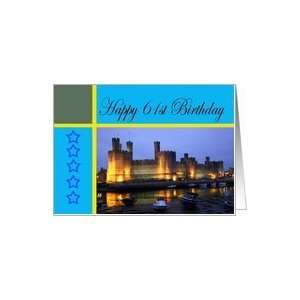  Happy 61st Birthday Caernarfon Castle Card Toys & Games