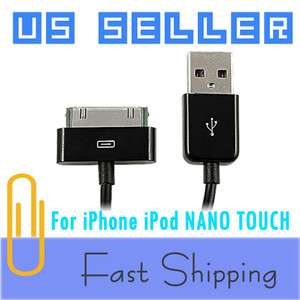 Black USB Data Charger Cable for Apple iPod Touch iPhone 3G 3GS 4 4G 