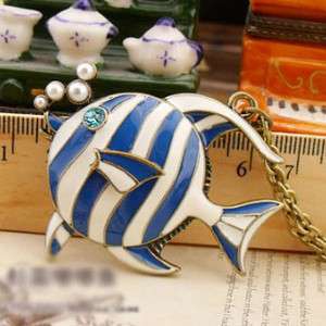 New Hot Fashion Vintage Enamel Tropical Fish Pendant Necklace Jewelry 
