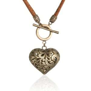   Necklace With Large Heart Copper Color, Eco Friendly Corkor Jewelry