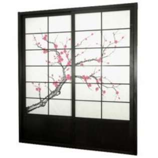 Oriental Furniture 7 foot Tall Cherry Blossom Shoji Sliding Door Kit 