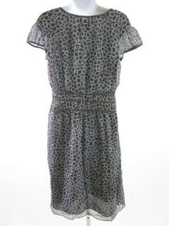 KENNETH COLE Brown Blue Silk Short Sleeve Dress Sz 4P  