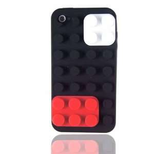  Black Block Silicone Case for Iphone 4 & 4S (Removable Block 