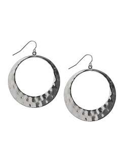   ,entityNameHammered silvertone hoop earrings by Lane Bryant