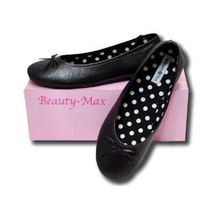  Beauty Max Ballet Slipper Flat Shoe Shoe BM7312 Blk 5.5 