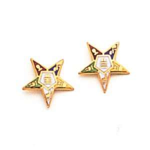  3/8in Eastern Star Stud Earrings   10k Gold/10kt yellow 