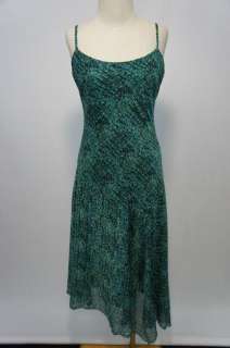 Jones Wear Green & Black Lined Spaghetti Strap Mid Calf Length Dress 
