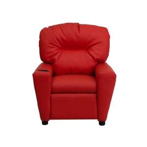 Flash Chair Kids Recliner Red Vinyl with Cup Holder  