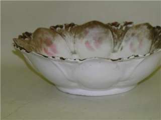 Antique RS PRUSSIA china Red Mark Large Floral bowl 10  
