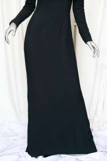 ISAAC MIZRAHI Black Crepe Long Sleeve Scoop Neck Gown Formal Dress 