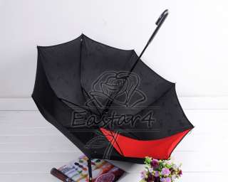 NEW Auto folding parasol sun umbrella w/lace black+red  