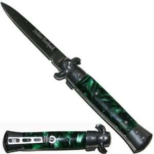  Legal Spring Assisted Pocket Knife   Green Pearl 