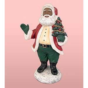   Claus Holding a Tree   Black Santa Claus Figurine