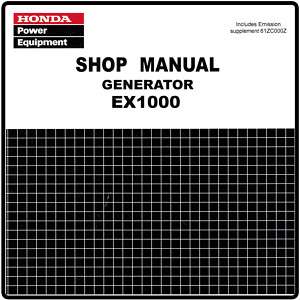 Honda EX1000 1000 Generator Service Repair Manual 61ZC000E2  