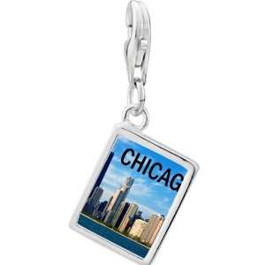   Sterling Silver Chicago Photo Rectangle Frame Charm Pugster Jewelry