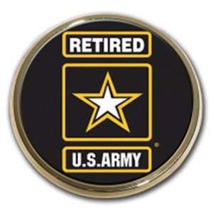  Army Star Retired Seal Round Military Chrome Auto Emblem Automotive