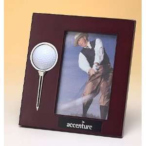 Rosewood Picture Frame with Golf Ball and Silver Tee  