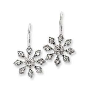  Sterling Silver CZ Snowflake Earrings Jewelry