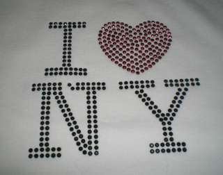 LOVE NY Weiss Girls Glitzer Shirt Strass New York M  