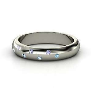   Night Band, 14K White Gold Ring with Tanzanite & Blue Topaz Jewelry