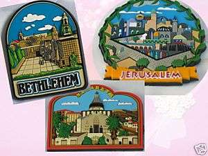 Set of 3 Holy Land 3D Fridge Magnet Churches Jerusalem  