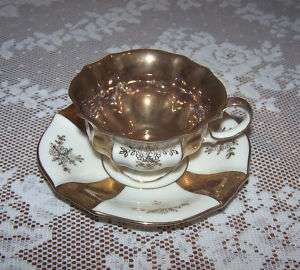   Demitasse Cup n Saucer Kueps Bavaria Germany Gold and White  