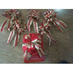 Gold & Red Velour Wired Christmas Bows for Presents, Windows or Tree 5 