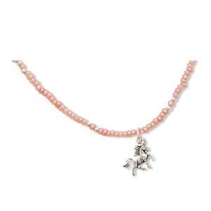    13+2extension Pink Seed Necklace With Unicorn Charm Jewelry