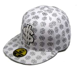 Kappe Cap Hip Hop Dollar Hip Hop Cap Mütze Weiß 21041  