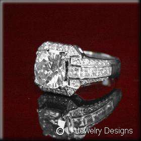   DELIVERY~8.00 CT MOISSANITE CUSHION HALO PAVE PRINCESS ENGAGEMENT RING