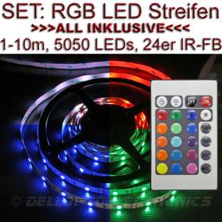 SET RGB LED Strip 1   5 meter inkl. Netzteil Controller  