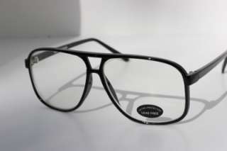 Large Square BLACK SUPER DORK Clear Lens Glasses 182 DJ  