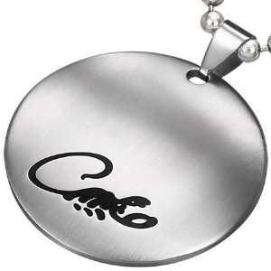   Steel 2 tone Engravable Scorpion Zodiac Sign Circle Pendant Jewelry