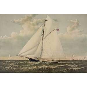  Boat Poster   A Crack sloop in a race to windward Yacht 