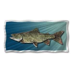  43x22 Lake Trout freshwater fish metal wall art, modern 