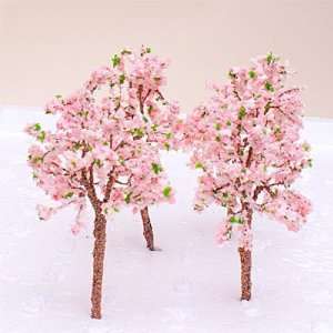  Model Tree Train Pink Flowers Set Scenery Landscape OO HO 