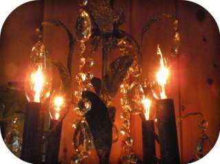 Vintage Italian Black Tole Chandelier 4 Lights Antique  