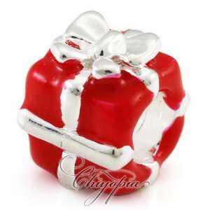 Red Enamel Gift Box Chiyopia Pandora Chamilia Troll Compatible Beads