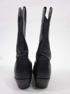 JUSTIN Black Leather Mid Calf Cowboy Boots Sz 6.5  