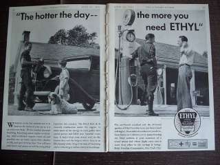 1932 Ethyl Gasoline Antique Gas Pump Two Page Ad  