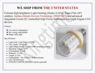 PK E27 7W SMD LED Bulb Cold White Light 110V 120V  