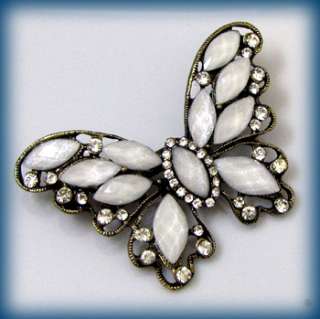 ADDL Item  1 pc antiqued rhinestone butterfly brooch pin 