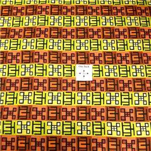 JoAnns Cotton Fabric Vintage Look, Geometric Yellows, Black & Orange 