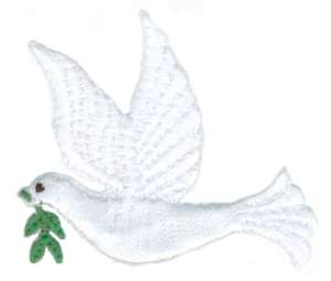 Dove & Olive Branch Embroidered Iron On Patch 693823  