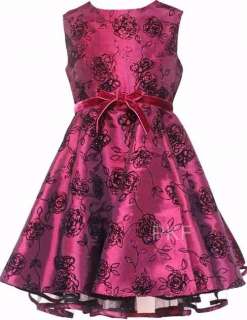 NEW Girls BURGUNDY FLOCKED ROSE Dress Size 16 Holiday Clothes NWT 
