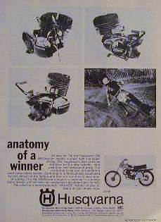 1974 HUSQVARNA 250 CR Motorcycle Ad ANATOMY OF A WINNER  