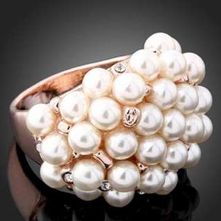 Arinna Swarovski Crystal pearls W Gold GP fashion Ring  