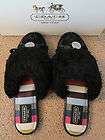 COACH A0024 Carra Signature Suede & Shearling Black Slippers Shoes US 