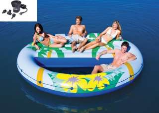 INTEX Island Oasis Inflatable Floating Pool Lounge + Quick Fill Air 