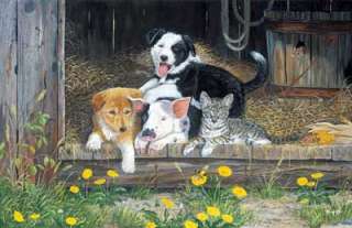 TERRY DOUGHTY Puppy/Kitten Print  BEST OF FRIENDS  
